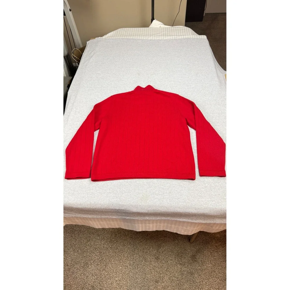 Banana Republic Mens Red Extra Fine‎ Merino Wool Mock Neck Ribbed Sweater Large